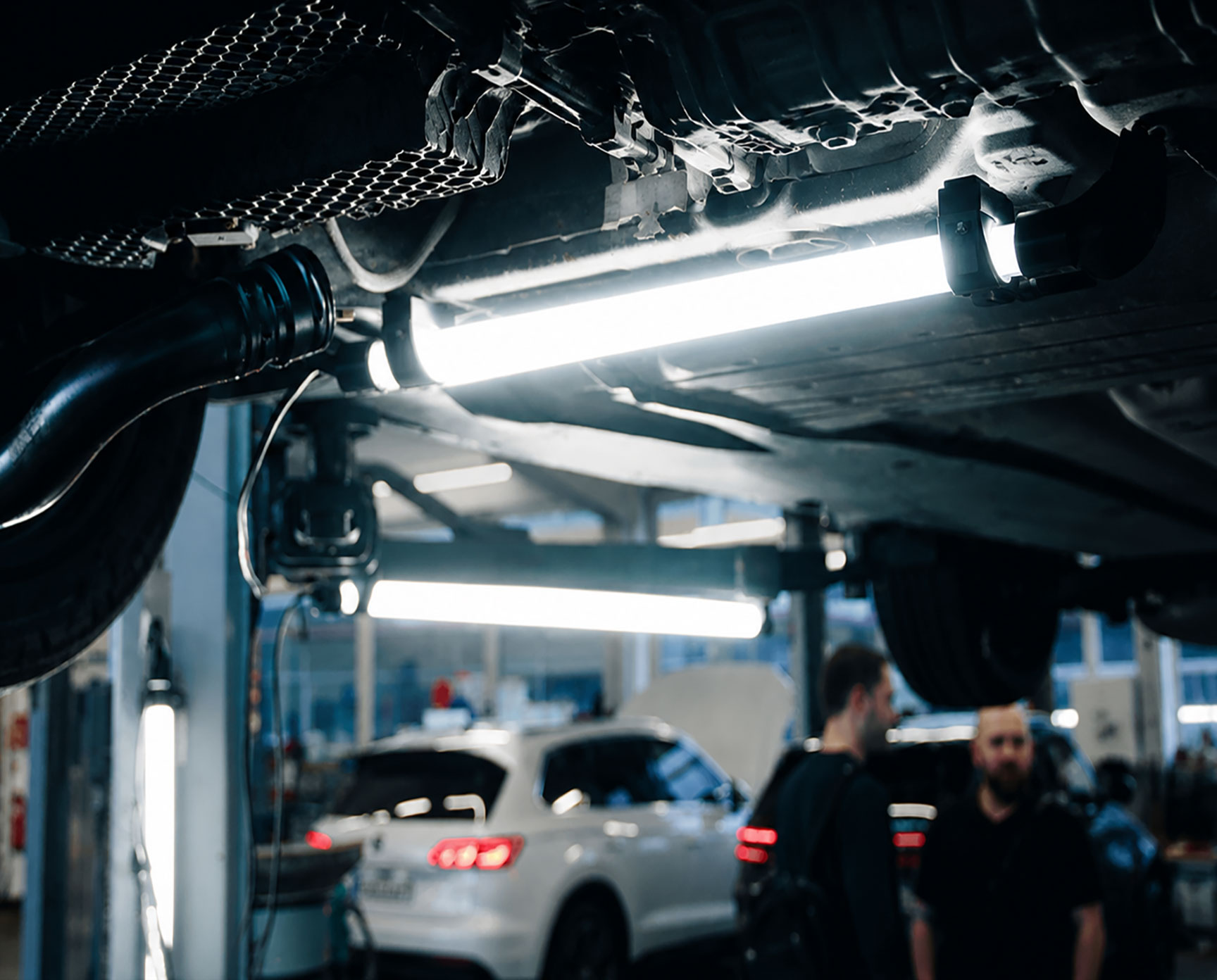 LED-Beleuchtung an einer Hebebühne